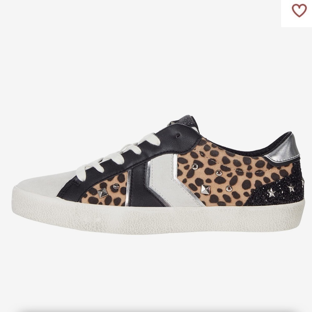 GEOX Warley 20 sneakers white / animal print embellished lace up sneakers Sz 10‎
